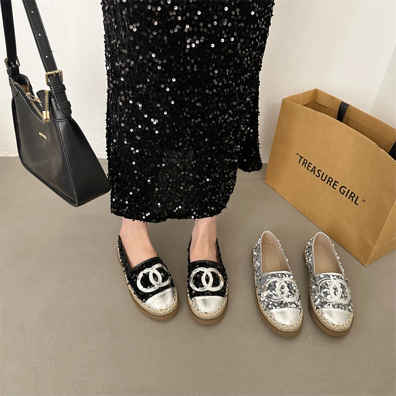 1709629387157_50304.jpg 2024 New Spring Summer Fairy Style Loafers French Flat Shoes for Women Thick Sole Glitter Bow Single Shoes Female Casual Shoes
