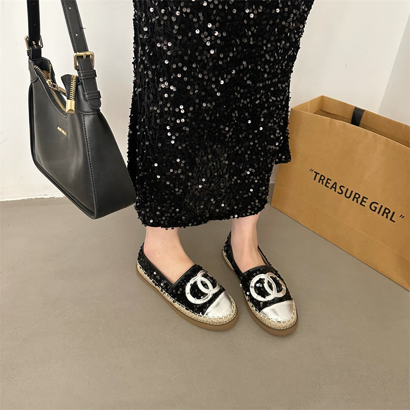 1709629400168_175617.jpg 2024 New Spring Summer Fairy Style Loafers French Flat Shoes for Women Thick Sole Glitter Bow Single Shoes Female Casual Shoes