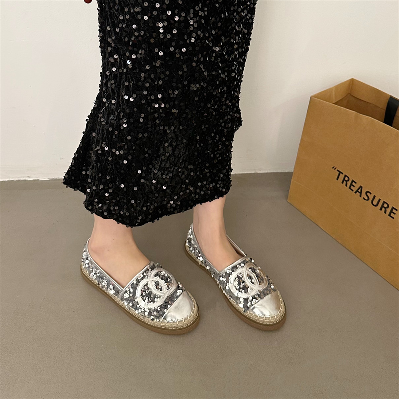 1709629404131_690486.jpg 2024 New Spring Summer Fairy Style Loafers French Flat Shoes for Women Thick Sole Glitter Bow Single Shoes Female Casual Shoes