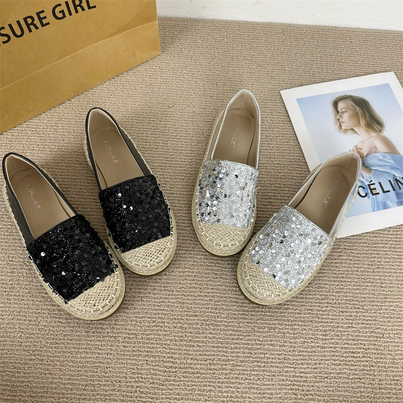 1712573944100_225709.jpg 2024 New Chanel Style Fisherman Shoes for Women Sequins Slip-On Thick Sole Loafer Casual