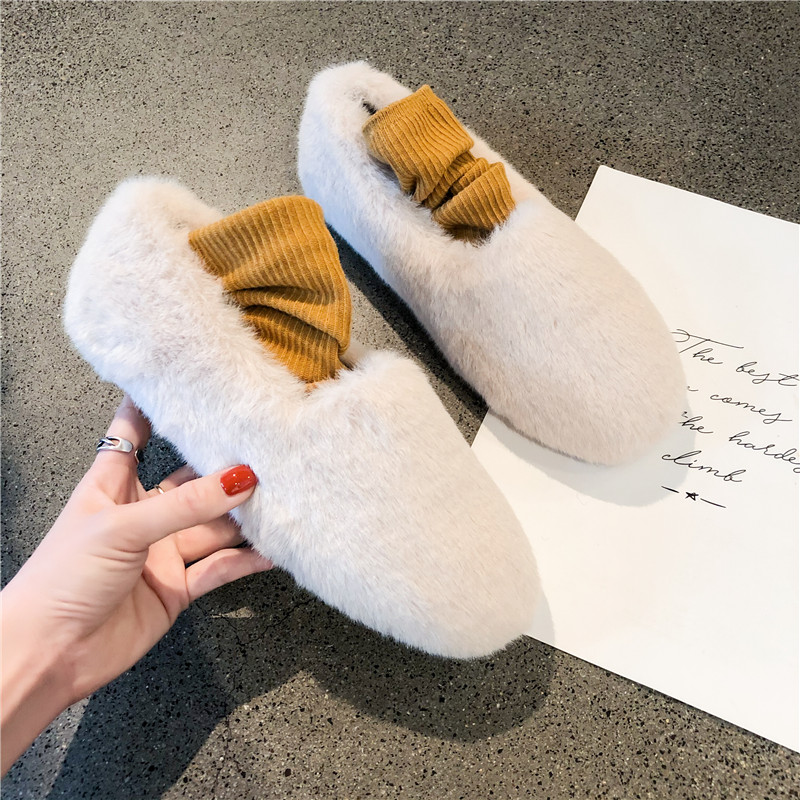 1722161303509_466772.jpg 2024 Winter New Korean Style Faux Fur Loafer Shoes for Women