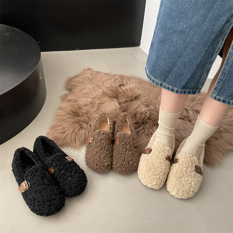 1722164843411_26955.jpg FENGDA Women's Retro Faux Suede Slip-On Loafers with Faux Fur Lining, Thick Sole, Warm Winter Shoes for Pregnant Women, 2024 New Arrival