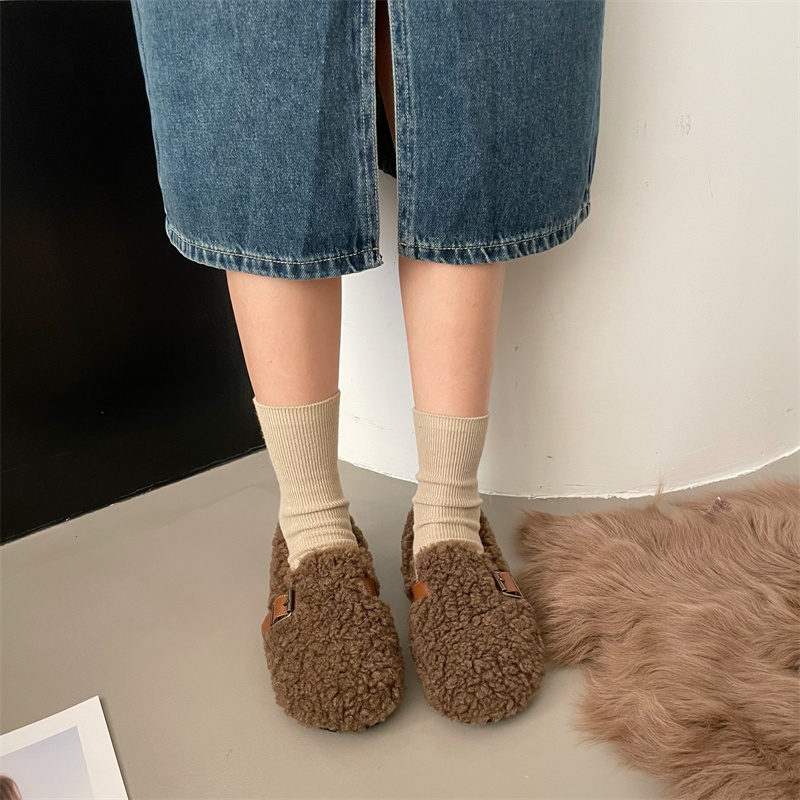 1722164853866_450115.jpg FENGDA Women's Retro Faux Suede Slip-On Loafers with Faux Fur Lining, Thick Sole, Warm Winter Shoes for Pregnant Women, 2024 New Arrival