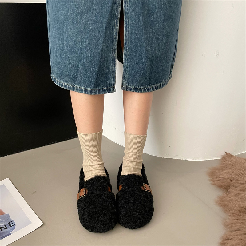 1722164855648_116044.jpg FENGDA Women's Retro Faux Suede Slip-On Loafers with Faux Fur Lining, Thick Sole, Warm Winter Shoes for Pregnant Women, 2024 New Arrival