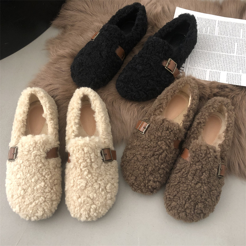 1722164857450_310619.jpg FENGDA Women's Retro Faux Suede Slip-On Loafers with Faux Fur Lining, Thick Sole, Warm Winter Shoes for Pregnant Women, 2024 New Arrival