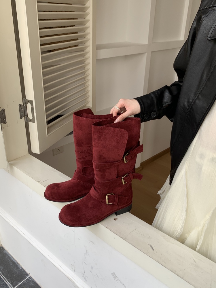 1757045041062_4o3cJt.jpg French Retro Chunky High-Top Knight Boots Women 2025 Autumn New Korean Style Fashion Velvet Slim Short Boots