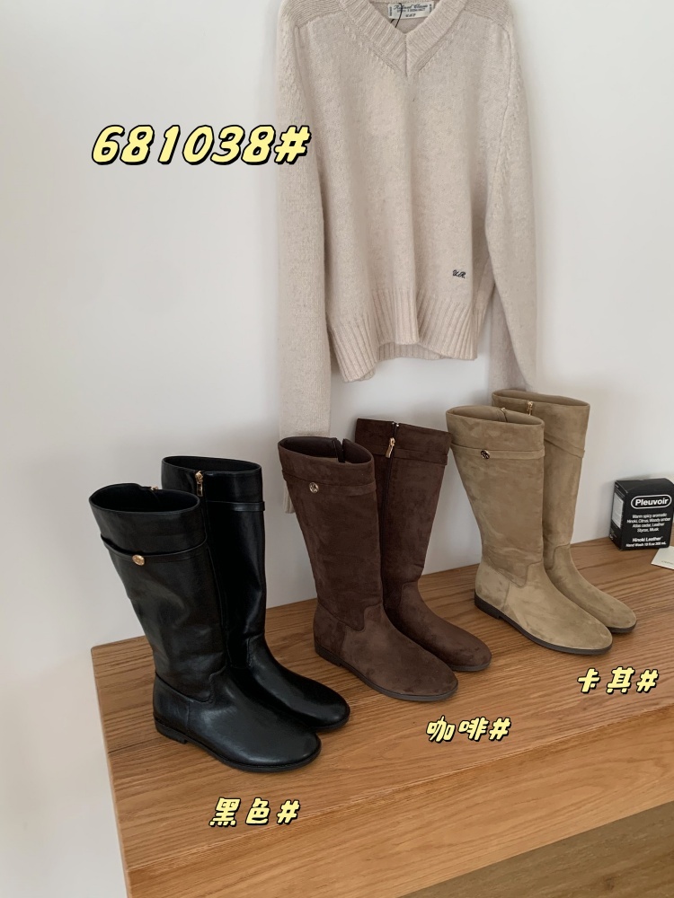 1757047115997_VswTuw.jpg Korean Style Fashion Boots Autumn Winter New Solid Color Soft Sole Camellia Gold Buckle Chunky Heel Long Riding Boots