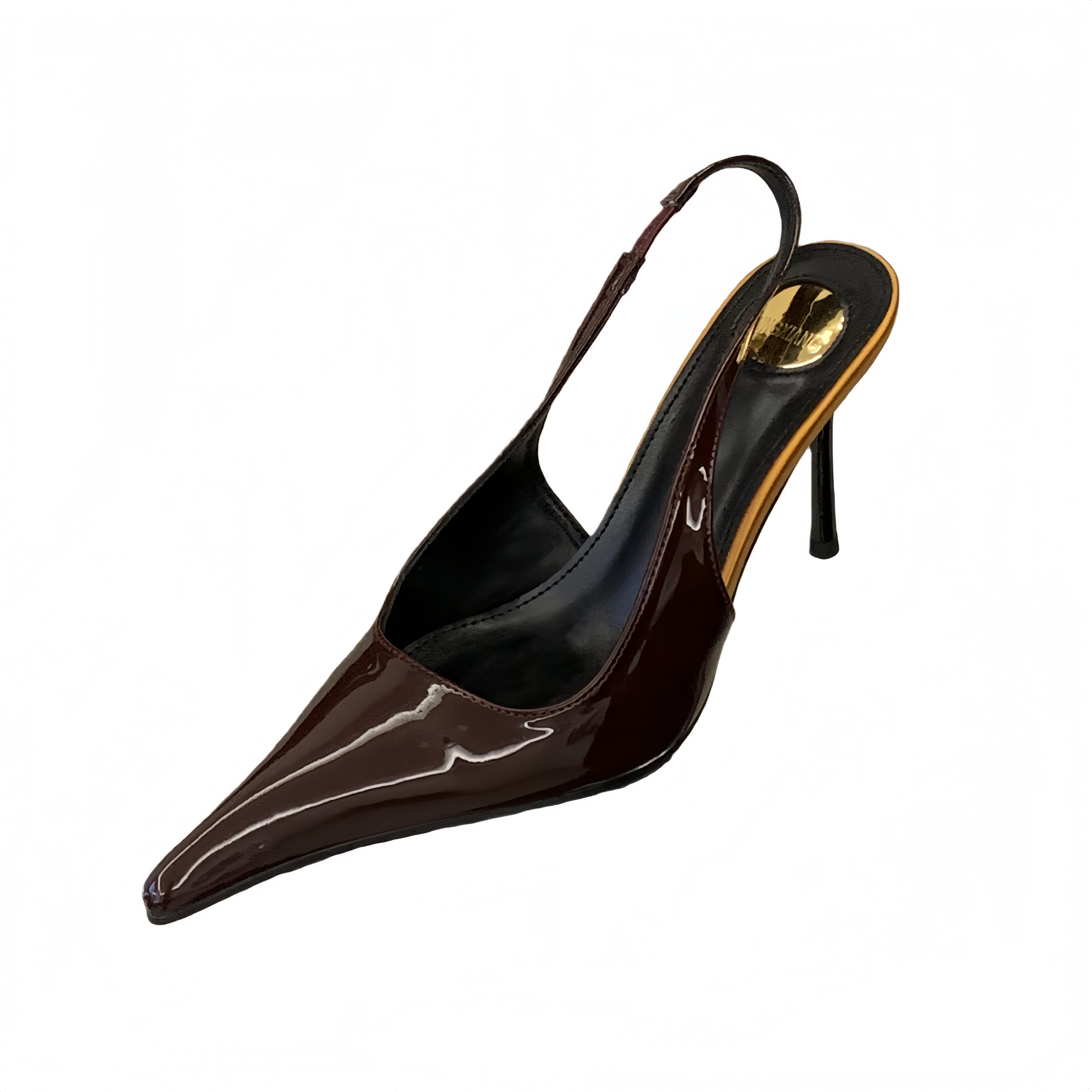 Women's Pointed Toe High Heel Sandals Patent Leather Elegant Style