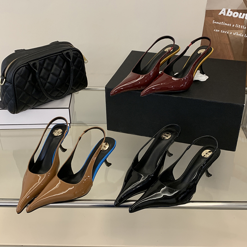 1770093500832_nNXyam.jpg 2026 Spring Summer Women's High Heel Shoes Pointed Toe Patent Leather Open Toe Sandals Fashion Versatile Thin Heel