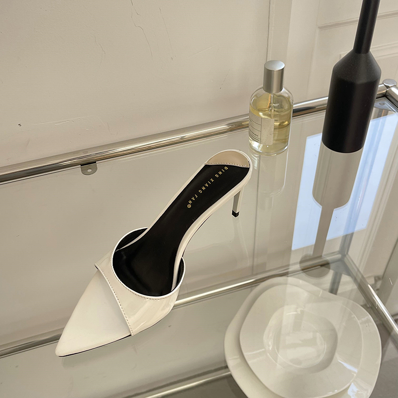 2026 Summer Elegant Open Toe Women's High Heel Sandals Simple One-Strap Fashion European and American Style Pointed Toe Thin Heel Slippers Women