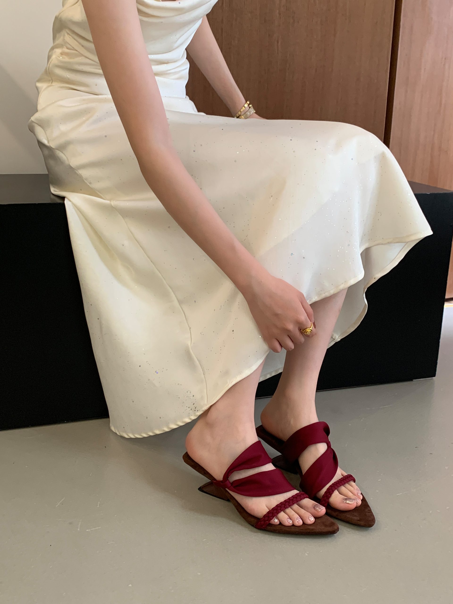 French Pointed Toe 5cm Heel Slippers for Women 2026 Summer New Style Evening Dress Vacation Sandals