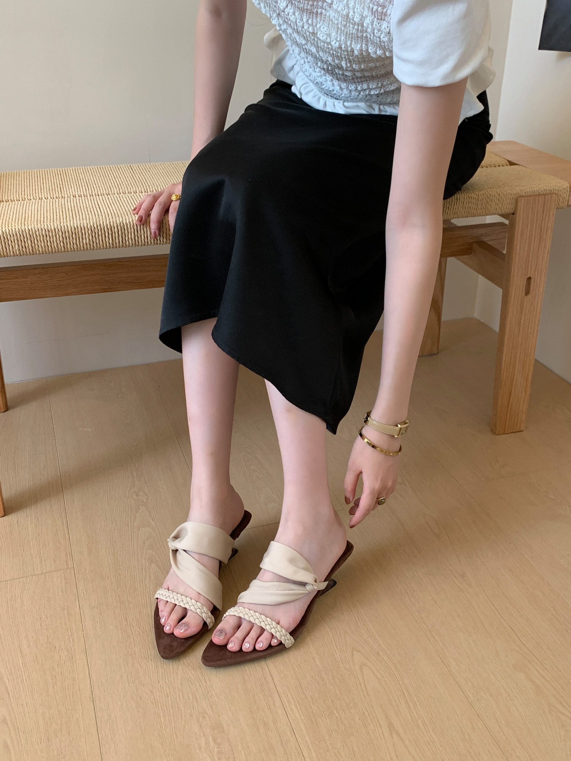 French Pointed Toe 5cm Heel Slippers for Women 2026 Summer New Style Evening Dress Vacation Sandals