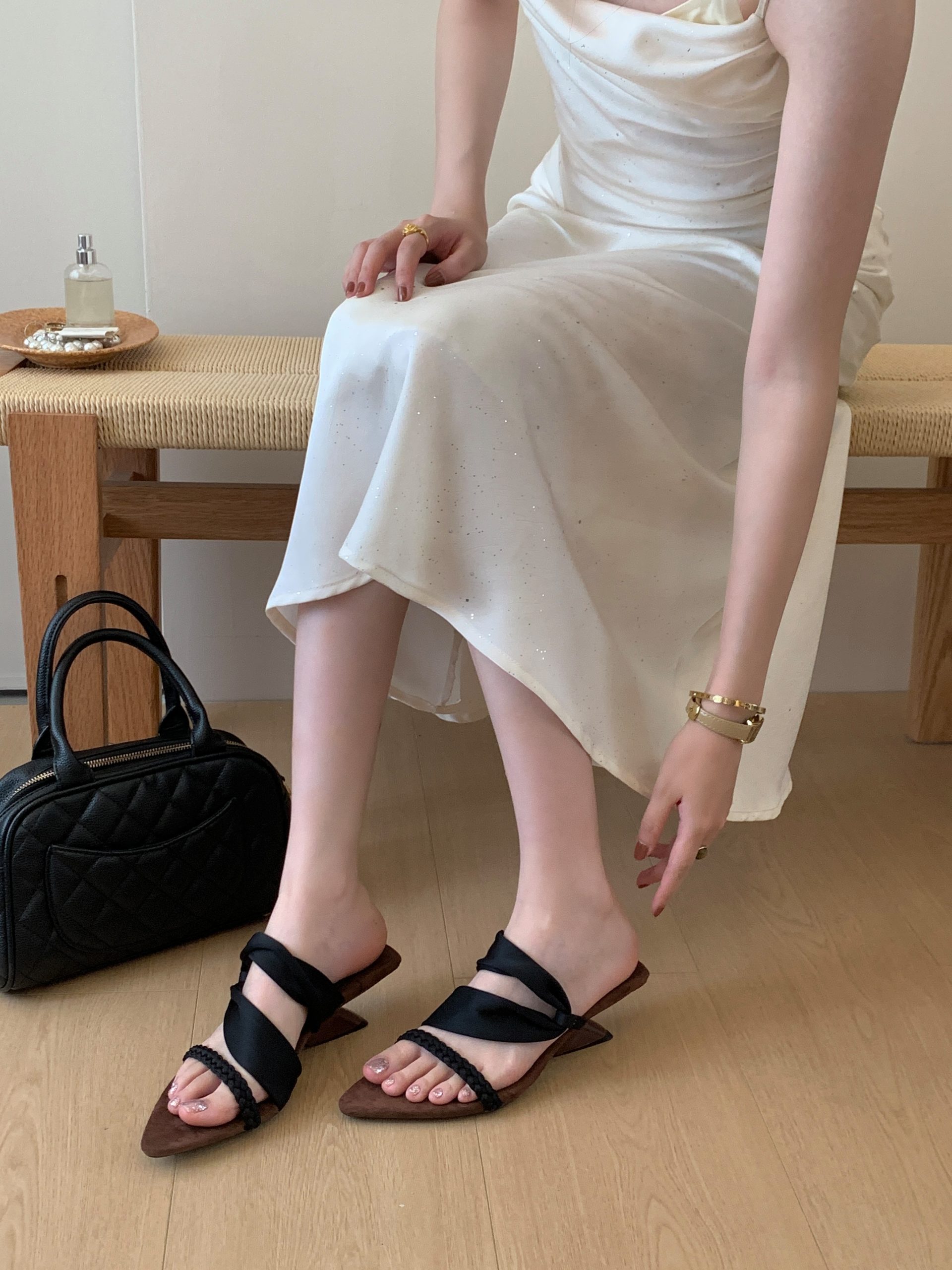 French Pointed Toe 5cm Heel Slippers for Women 2026 Summer New Style Evening Dress Vacation Sandals