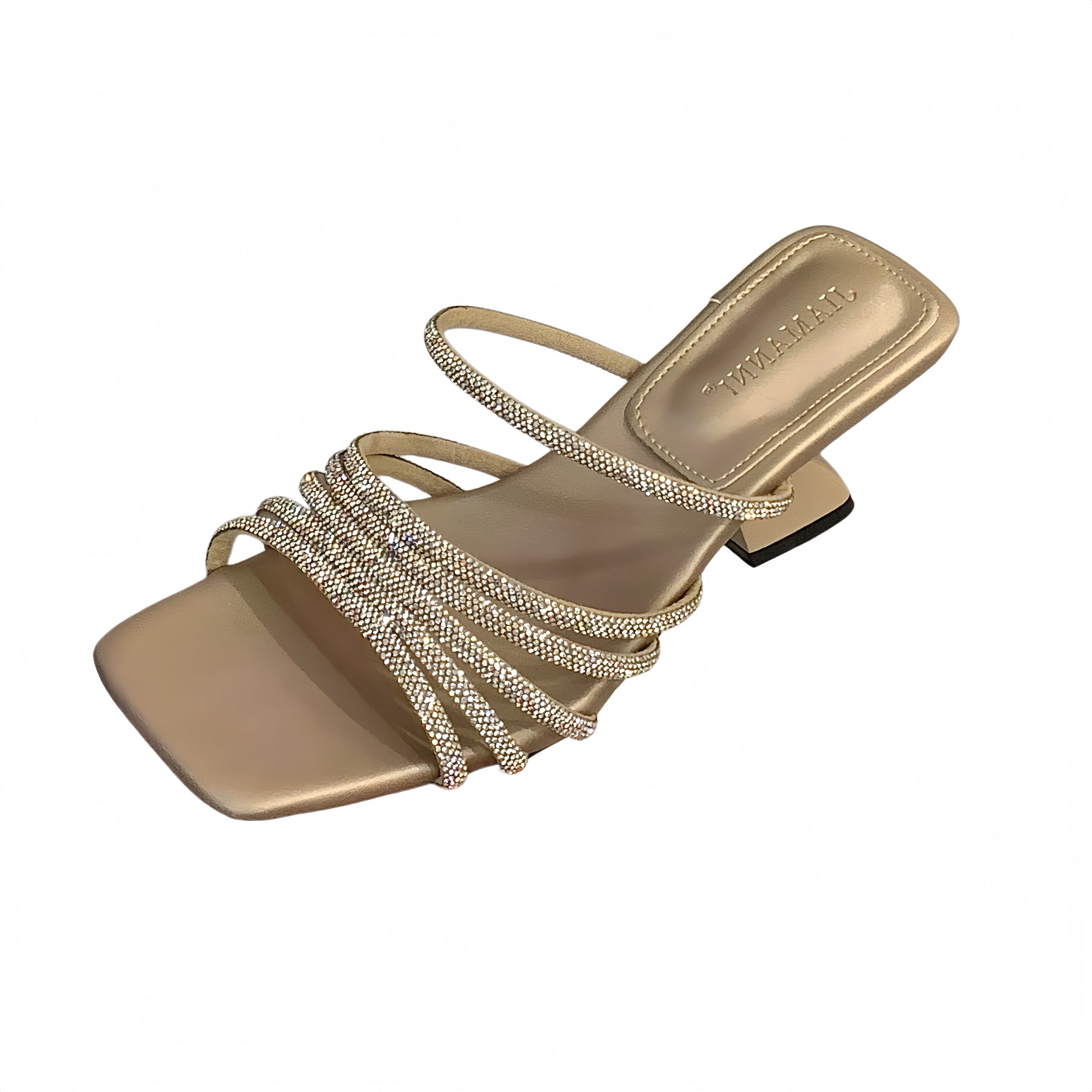 Women's Rhinestone Wedge Heel Sandals Open Toe Summer Two-Way Slippers High Heels for Dress Fashion