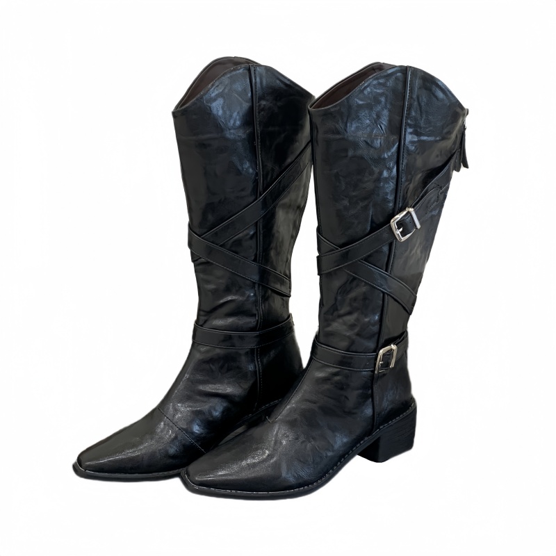 2026 New V-Cut Stretch Knee High Boots Women High Heel Tall Riding Boots Pointed Toe
