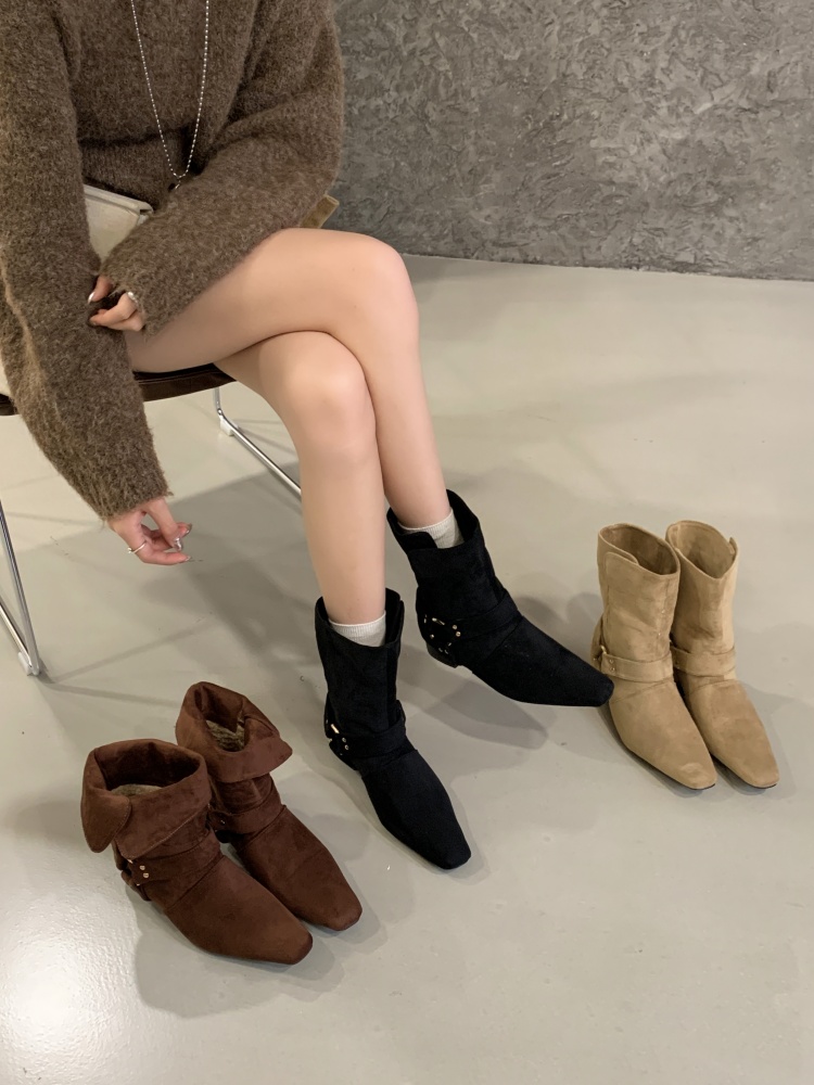 1781686736145_Ok5EAc.jpg Fengda Women's Western Chelsea Boots 2026 Autumn New Style Short Boots with Rhinestones