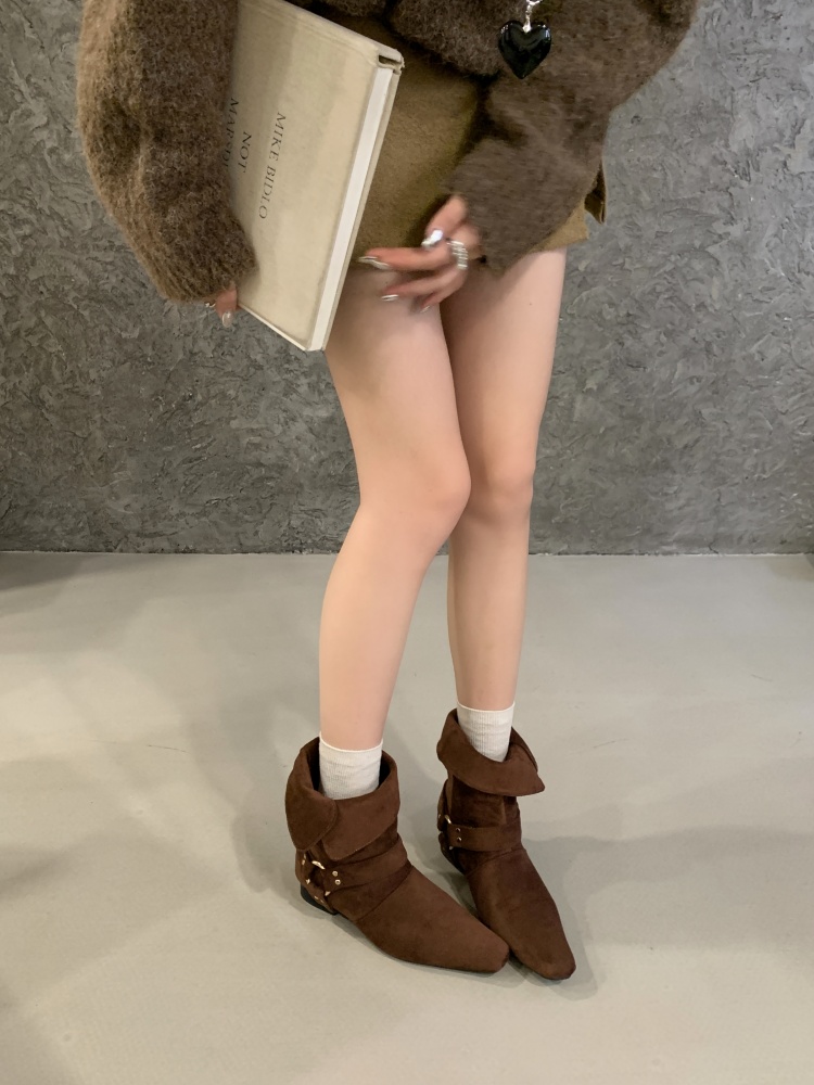 Fengda Women's Western Chelsea Boots 2026 Autumn New Style Short Boots with Rhinestones
